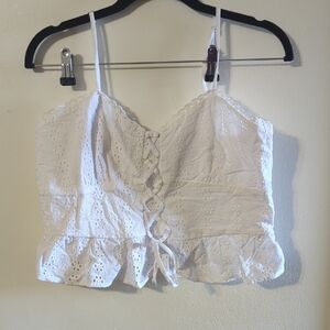 Wild Fable White Lace-Up Crop Top